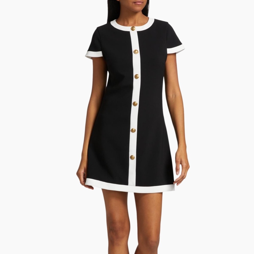 Alice + Olivia Coley Stretch Button-Front Minidress